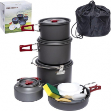 Набор походной посуды складной на 6 персон, 14 предметов, алюминий, AL-601