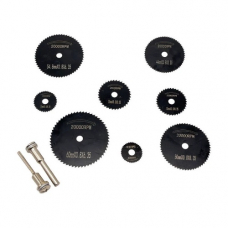 Набор отрезных кругов 8шт и 2 держателя, дисковых пил 22-60мм, HSS, черные