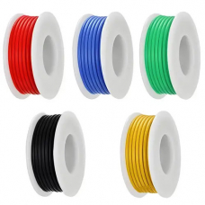 Набор проводов в силиконовой оплетке 1жила 26AWG 5цветов по 10м луженая медь