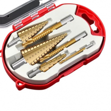 Набор сверл ступенчатых 3шт 4-32мм и фрезерных 3шт 3-8мм, HSS сталь, в кейсе