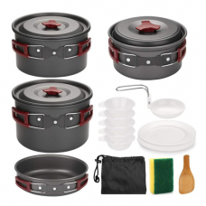 Набор походной посуды складной на 5 персон, 13 предметов, алюминий, AL-500
