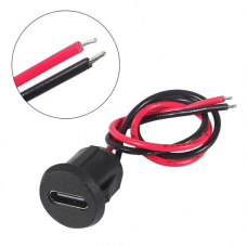 Разъем гнездо питания Type-C, 5шт, с проводом 2pin 24AWG 10см