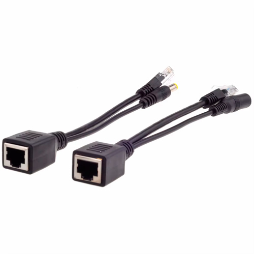 PoE спліттер для CCTV-камер, 2 шт., Ethernet RJ45 + живлення 5.5x2.1 мм, передача до 100 м