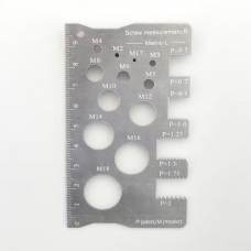 Измеритель шага резьбы М1.7-М18, P=0.5-2, резьбовой шаблон, нержавейка