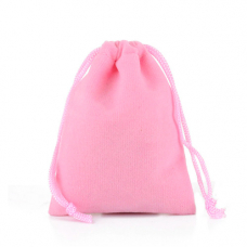 Мешочек подарочный из бархата 8x10см 50шт на затяжках, розовый