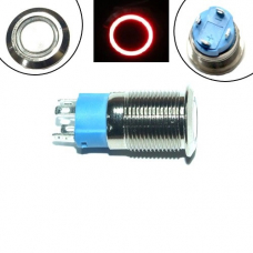Кнопка 12мм фиксирующаяся, 12-24В, красный LED, 4pin, 12K-P10DZ