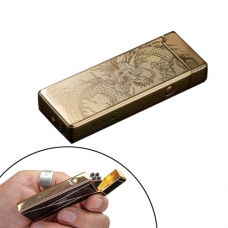 USB зажигалка электронная импульсная 2 дуги Lighter золотой дракон