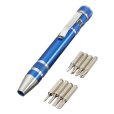 Отвертка прецизионная с 8 битами, магнитная, ручка, цвета