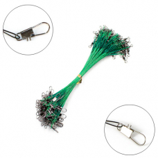 Поводок стальной 20см 0.5мм, 20шт, с вертлюжком и застежкой