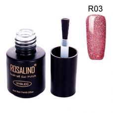 Гель-лак для ногтей маникюра 7мл Rosalind, шиммер, R03 нежно розовый