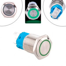 Кнопка 22мм фиксирующаяся, 12-24В, зеленый LED, 5pin, 22K-P11DZ