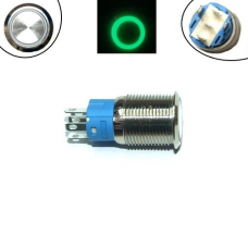 Кнопка 16мм фиксирующаяся, 12-24В, зеленый LED, 5pin, 16K-P11DZ