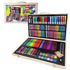 Набор художественный для рисования 220 предметов, деревянный кейс
