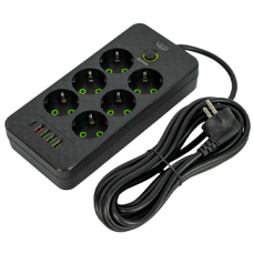 Сетевой фильтр удлинитель 5м 6 розеток та 5 USB QC PD 10А 2.5кВт EU-2506PD