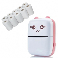 Термопринтер карманный для печати, Bluetooth, 1000мАч и 10 рулонов бумаги 57мм