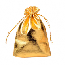 Мешочек подарочный из парчи 9x12см 100шт на затяжках, золото