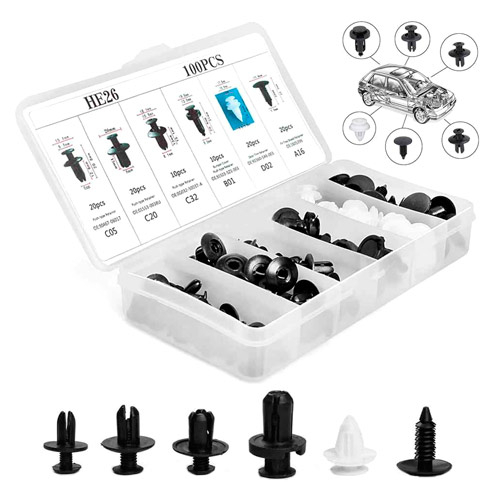 Набір автомобільних кріплень 100 шт., пістони, кліпси для авто в кейсі