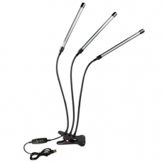 Фитолампа для растений, полный спектр, Тройная с прищепкой 12Вт 60LED