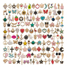 Набор подвесок эмалированных 100шт, шармы шармики, Смешанный тип2, микс