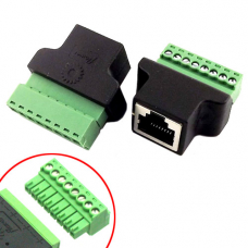 Переходник RJ45 8P8C витая пара разъем мама - клеммники 8pin Переходник RJ45 8P8C витая пара разъем мама - клеммники 8pin