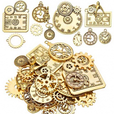 Набор подвесок металлических 100г, шармы шармики, Часы, золото