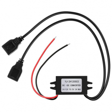 Преобразователь напряжения 24/12В-5В 3А 2xUSB, скрытая проводка авто